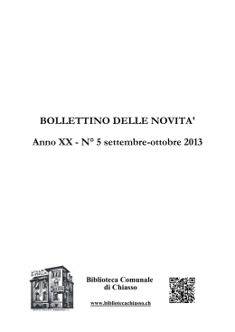 N&deg; 5 settembre-ottobre 2013 - Biblioteca Comunale di Chiasso