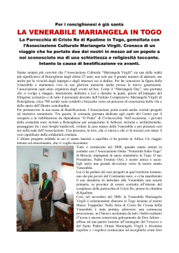 Missione in Togo - Associazione Culturale Mariangela Virgili