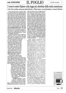 il foglio - Movimento per la Vita