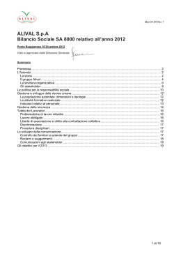 ALIVAL S.p.A Bilancio Sociale SA 8000 relativo all`anno 2012