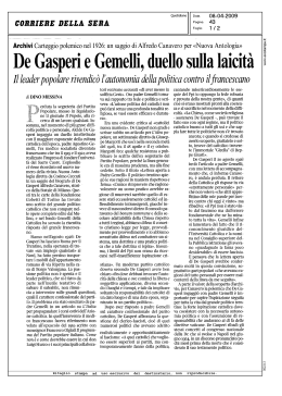 De Gasperi e Gemelli, duello sulla laicità