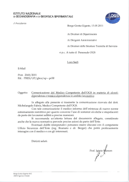 Prot. 2165/2011 del Presidente - Istituto Nazionale di Oceanografia