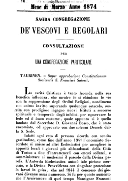 Don Bosco - Sagra Congregazione de` Vescovi e Regolari