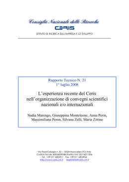L`esperienza recente del Ceris nell`organizzazione di - Ceris-CNR