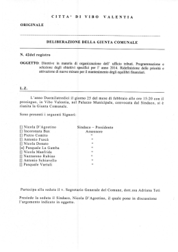 originale deliberazione della giunta comunale