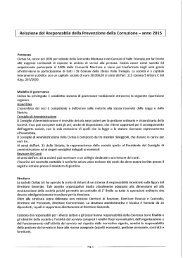 Relazione del Responsabile della Prevenzione della
