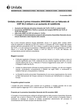 Unilabs chiude il primo trimestre 2005/2006 con un - Corporate-ir