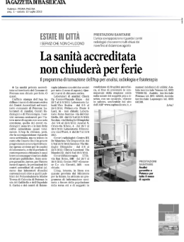 La sanit&agrave; accreditata non chiuder&agrave; per ferie