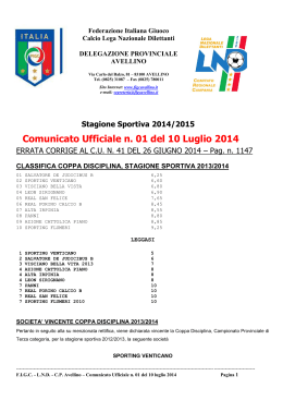 Stagione Sportiva 2014/2015 Comunicato Ufficiale n