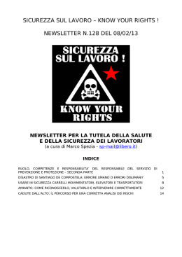 sicurezza sul lavoro &ndash; know your rights ! newsletter n