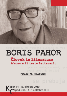 Povzetki simpozija Boris Pahor, človek in literatura