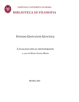 Catalogo delle monografie - Biblioteca di Filosofia