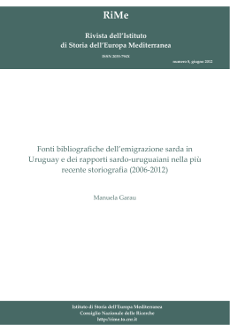 Fonti bibliografiche dell`emigrazione sarda in Uruguay - RiMe