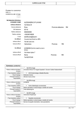CURRICULUM VITAE ALESSANDRA DI FLAVIANI Via Niobe 20