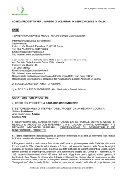 SCHEDA PROGETTO PER L`IMPIEGO DI VOLONTARI IN SERVIZIO