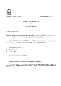 Approvazione resoconto attività 2015 del Sistema