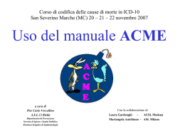 Uso del manuale ACME - Sistema Epidemiologico Regionale