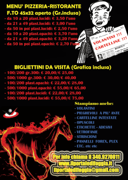 MENU` PIZZERIA-RISTORANTE F.TO 45x32 aperto (Gr.inclusu)