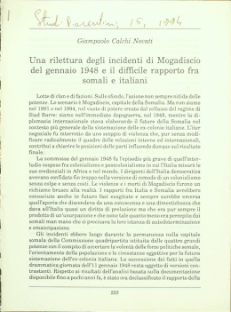 Una rilettura degli incidenti di Mogadiscio del gennaio 1948 e il