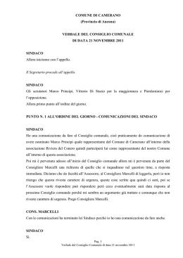 VERBALE DEL CONSIGLIO COMUNALE DI DATA 21 NOVEMBRE