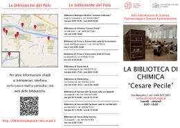 LA BIBLIOTECA DI CHIMICA &ldquo;Cesare Pecile&rdquo;
