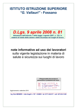Decreto Legislativo n.81 del 9 aprile 2008