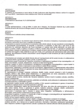 Visualizza lo statuto - Associazione Alta Definizione