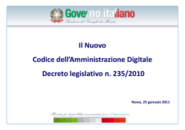 Il Nuovo Codice dell`Amministrazione Digitale Decreto legislativo n
