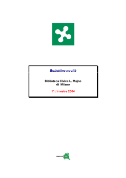 Bollettino novit&agrave; - Biblioteche Regione Lombardia