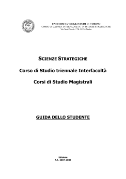 SCIENZE STRATEGICHE Corso di Studio triennale