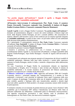 “La partita doppia dell`ambiente”: lunedì 2 aprile a Reggio Emilia