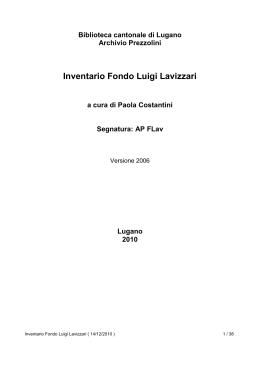 Inventario Fondo Luigi Lavizzari