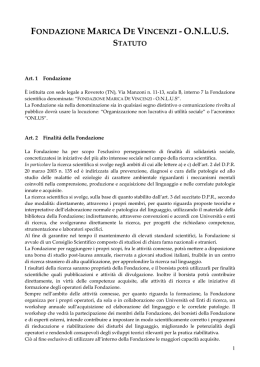 Statuto - Fondazione Marica De Vincenzi ONLUS