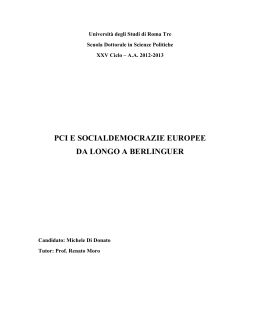 PCI E SOCIALDEMOCRAZIE EUROPEE DA LONGO A BERLINGUER