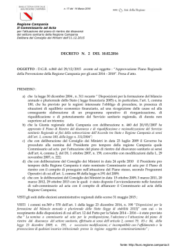 DECRETO N. 2 DEL 10.02.2016