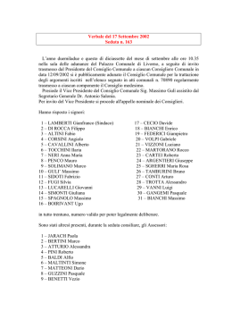 Verbale del 17 Settembre 2002 Seduta n. 163 L`anno duemiladue e