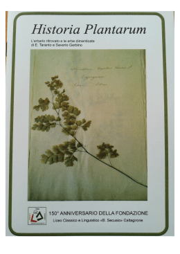 Historia Plantarum - volume celebrativo pubblicato dal Liceo "B