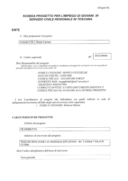 scheda progetto per l`impiego di giovani in servizio civile regionale