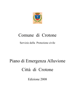 Comune di Crotone Piano di Emergenza Alluvione Città di Crotone