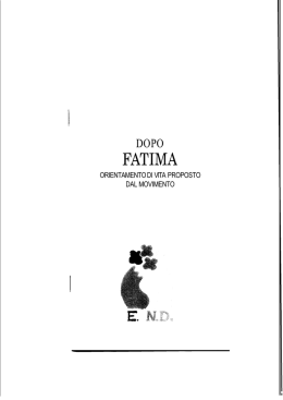 dopo fatima orientamento di vita proposto dal