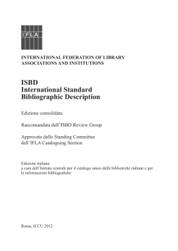 ISBD International Standard Bibliographic Description - ICCU