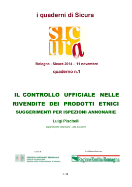 IL CONTROLLO UFFICIALE NELLE RIVENDITE