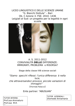 CONVIVIALIT&Aacute; DELLE DIFFERENZE:IMMIGRATI, PROBLEMA o
