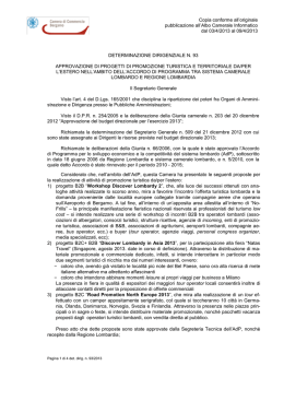 approvazione di progetti di promozione turistica e territoriale da/per l