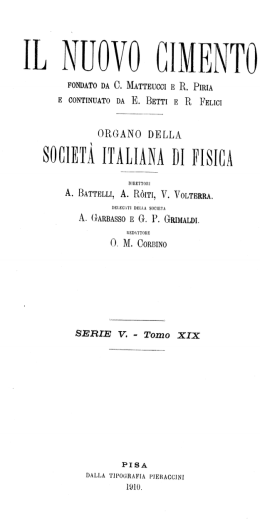 il nuovo cimento - Dipartimento di Fisica