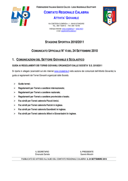 stagione sportiva 2010/2011 - Comitato Regionale Calabria