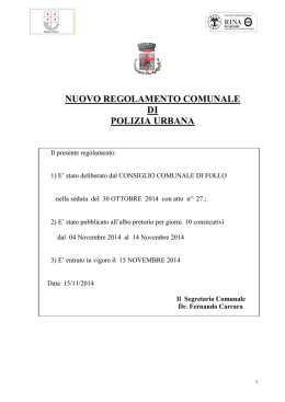 nuovo regolamento comunale di polizia urbana