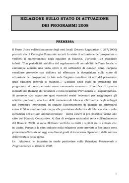 relazione sullo stato di attuazione dei programmi 2008