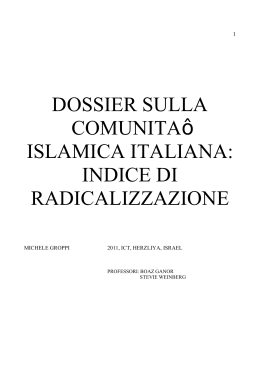 dossier sulla comunita` islamica italiana: indice di radicalizzazione