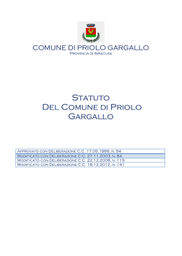 Statuto del Comune di Priolo Gargallo modificato nel Dicembre 2012